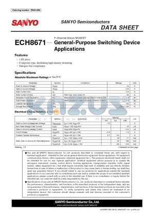ECH8671 datasheet - General-Purpose Switching Device Applications