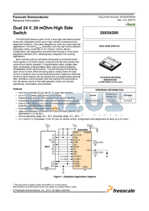 MC20XS4200 datasheet - Dual 24 V, 20 mOhm High Side Switch