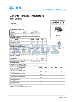 L8550LT1G datasheet - General Purpose Transistors PNP Silicon