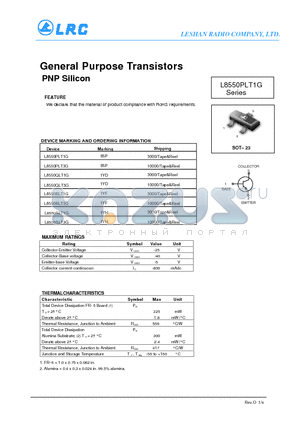 L8550PLT3G datasheet - General Purpose Transistors PNP Silicon