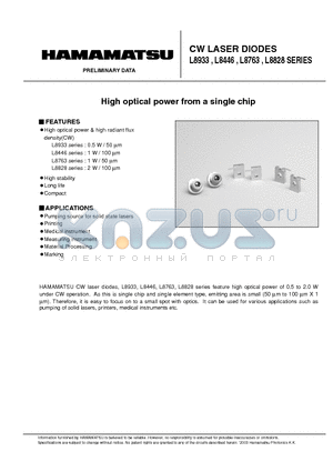 L8828-61 datasheet - CW LASER DIODES