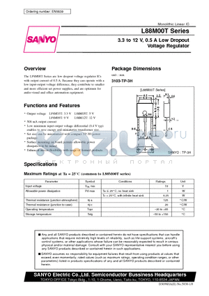 L88M09T datasheet - 3.3 to 12 V, 0.5 A Low Dropout Voltage Regulator