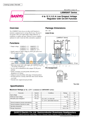 L88MS05T datasheet - 4 to 12 V, 0.5 A Low Dropout Voltage Regulator with On/Off Function