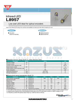 L8957 datasheet - Low cost LED ideal for optical encoders