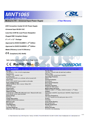 MINT1065 datasheet - 65W Single Output Series