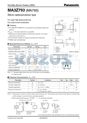 MA793 datasheet - Schottky Barrier Diodes (SBD)