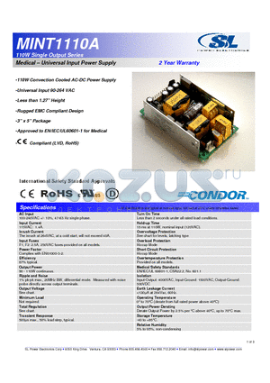 MINT1110A1208K01 datasheet - 110W Single Output Series