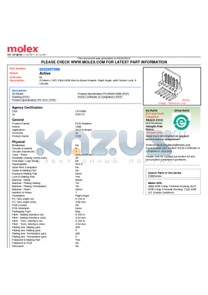 AE-7395-9B datasheet - 2.54mm (.100) Pitch KK^ Wire-to-Board Header, Right Angle, with Friction Lock, 9 Circuits