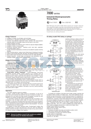 7032AAA1 datasheet - Industrial Electropneumatic Timing Relay