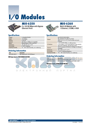 MIO-6250_1206 datasheet - 3 x 10/100 Mbps with Bypass Ethernet Ports