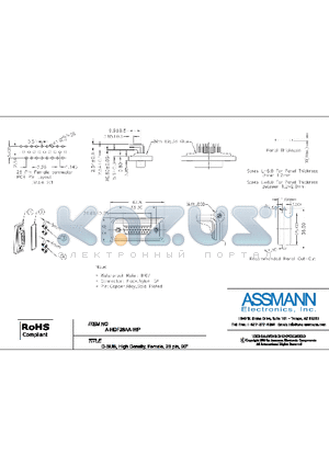 AE10125 datasheet - D-SUB, HIGH DENSITY