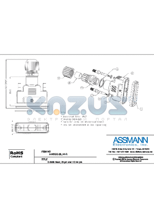 AE10156 datasheet - D-SUB HOOD, 25PIN AND HD 44PIN