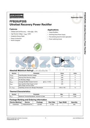 FFB20UP20S_10 datasheet - Ultrafast Recovery Power Rectifier