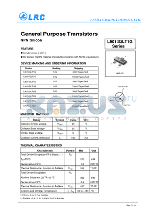 L9014SLT1G datasheet - General Purpose Transistors NPN Silicon