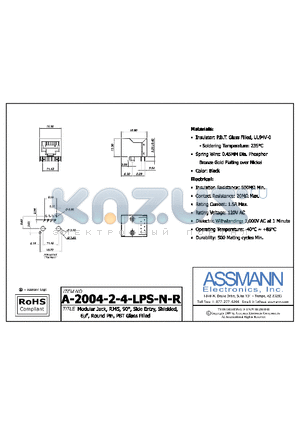 AE10387 datasheet - MODULAR JACK, RJ45