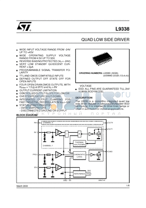 L9338 datasheet - QUAD LOW SIDE DRIVER