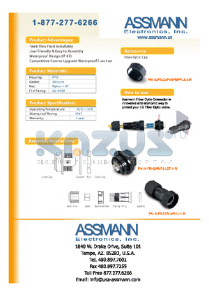 AE10631 datasheet - WATERPROOF FIBER OPTICAL CABLE ASSEMBLY
