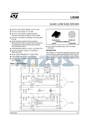 L9348 datasheet - QUAD LOW SIDE DRIVER