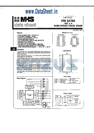 HM65788 datasheet - HIGH SPEED CMOS SRAM