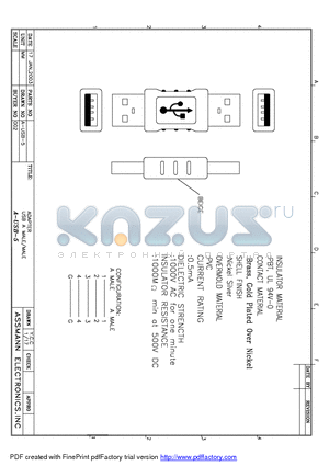 AE1320 datasheet - ADAPTER USB A MALE