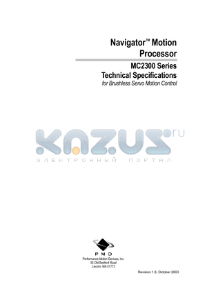 MC2540 datasheet - Technical Specifications for Brushless Servo Motion Control