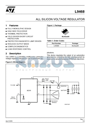 L9468 datasheet - ALL SILICON VOLTAGE REGULATOR