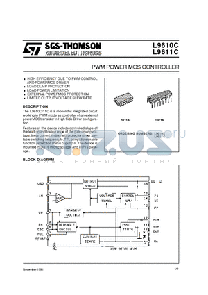 L9610C datasheet - PWM POWER MOS CONTROLLER