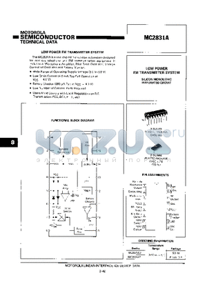 MC2831AD datasheet - LOW POWER FM TRANSMITTER SYSTEM SILICON MONOLITHIC INTEGRATED CIRCUIT