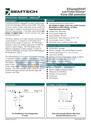 ECLAMP0504T datasheet - Low Profile EClamp^ 4-Line ESD protection