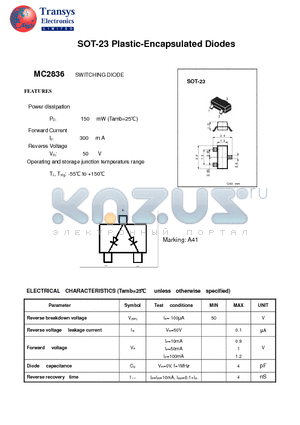 MC2836 datasheet - SOT-23 Plastic-Encapsulated Diodes