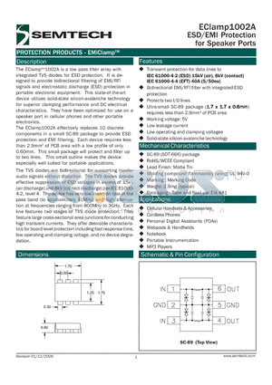 ECLAMP1002A datasheet - ESD/EMI Protection for Speaker Ports