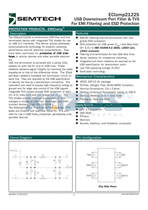 ECLAMP2122S datasheet - USB Downstream Port Filter & TVS For EMI Filtering and ESD Protection