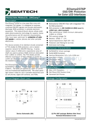ECLAMP2376P datasheet - ESD/EMI Protection for Color LCD Interfaces