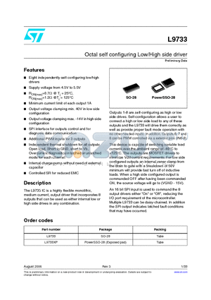 L9733XP datasheet - Octal self configuring Low/High side driver