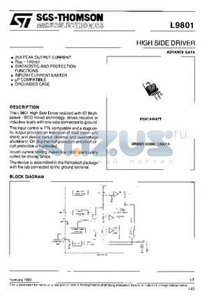 L9801A datasheet - HIGH SIDE DRIVER