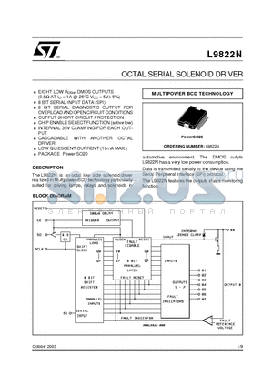 L9822N_03 datasheet - OCTAL SERIAL SOLENOID DRIVER