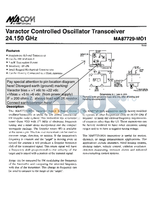 MA87729-MO1 datasheet - Varactor Controlled Oscillator Transceiver 24.150 GHz