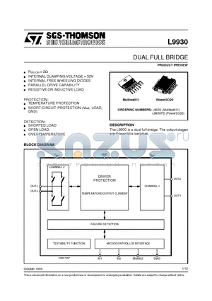 L9930PD datasheet - DUAL FULL BRIDGE