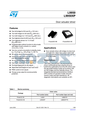 L9950 datasheet - Door actuator driver