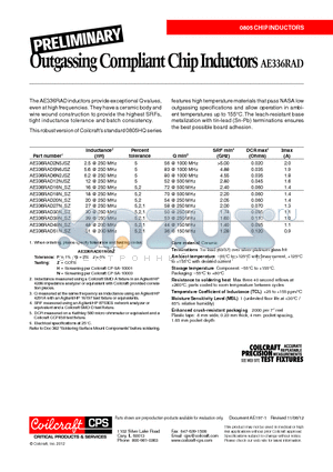 AE336RAD16N_SZ datasheet - Outgassing Compliant Chip Inductors