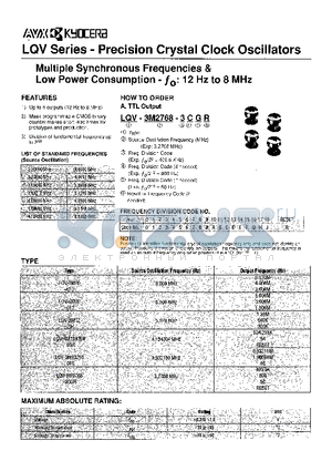 LQV-3M93216-01G datasheet - PRECISION CRYSTAL CLOCK OSCILLATORS