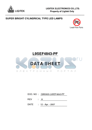 L9SEF4843-PF datasheet - SUPER BRIGHT CYLINDRICAL TYPE LED LAMPS