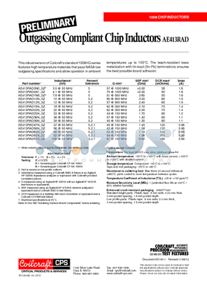 AE413RAD36N_SZ datasheet - Outgassing Compliant Chip Inductors