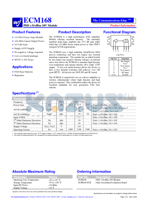 ECM168 datasheet - PHS 34 dBm 10V Module