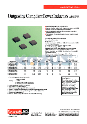 AE483PYA datasheet - Outgassing Compliant Power Inductors