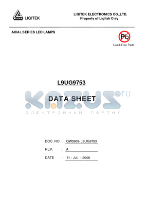 L9UG9753 datasheet - AXIAL SERIES LED LAMPS