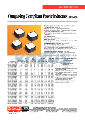 AE512PJB123MSZ datasheet - Outgassing Compliant Power Inductors