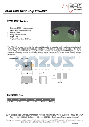 ECM25T-8R2 datasheet - SMD Chip Inductor