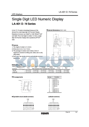 LA-401DN datasheet - Single Digit LED Numeric Display