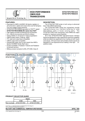 IDT54FCT683BSO datasheet - HIGH-PERFORMANCE CMOS BUS TRANSCEIVERS